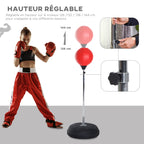 Saco de Boxe de Pé Punching Ball com Altura Ajustável em 4 Níveis 126-144 cm Base Preenchível e Luvas de Boxe para Adultos e Adolescentes Vermelho e Preto — foto 4