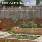 Treliça de Jardim Triangular Suporte para Plantas Trepadeiras com Estrutura em Aço para Frutas Legumes Flores e Decoração para Exterior Pátio Varanda 180x100x180 cm Verde — foto 4