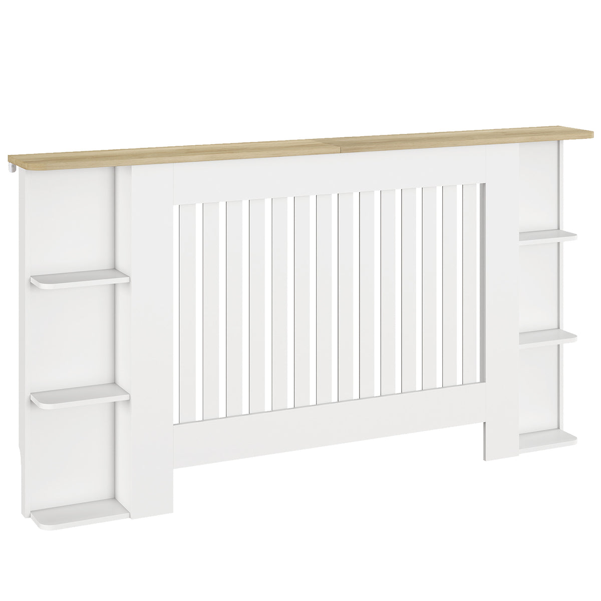 Cobertura para Radiadores com Prateleiras Cobertura de Radiador em MDF Cobertura para Radiador Desenho Moderno de Ripas para Sala de Estar Quarto 152x19x83 cm Branco — foto 1