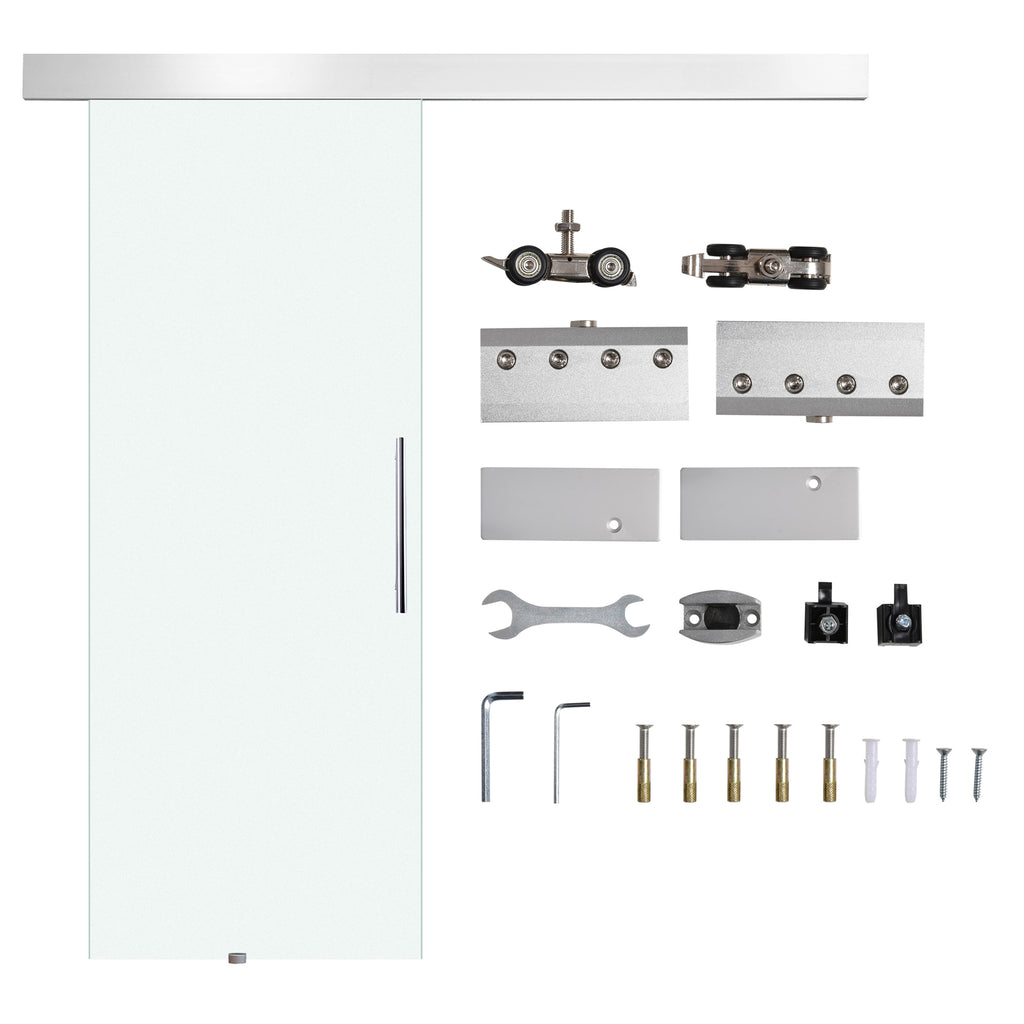 Porta de Correr de Vidro 90x205 cm Porta de Correr de Vidro com Trilho Translúcida - Modelo 1 — foto 6