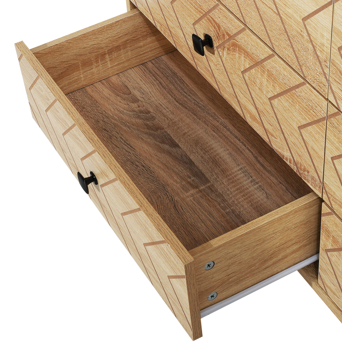 Cómoda com 6 Gavetas Estilo Retrô Móvel Auxiliar de Madeira para Sala de Estar Corredor 120x39,5x71 cm Madeira e Preto — foto 8