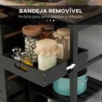 Carrinho de Cozinha com Rodas Carrinho de Serviço Multiuso com 3 Gavetas 2 Prateleiras Abertas e Bandeja para Sala de Jantar Sala de Estar 67x37x85,5 cm Preto — foto 5