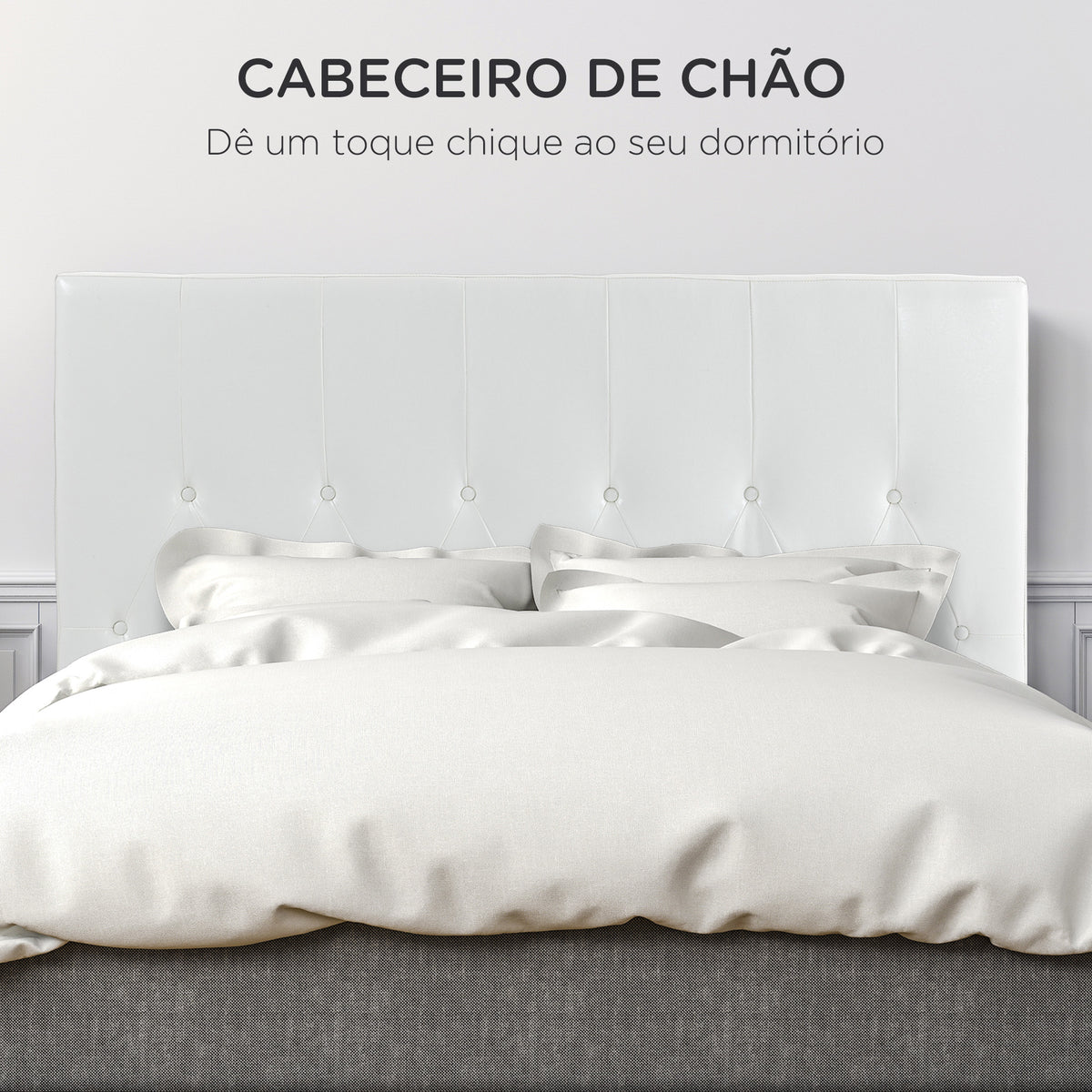 Cabeceira de Cama 160cm Cabeceira de Cama Estofada em Linho e Acolchoada 2 Formas de Uso Vertical ou Montado na Parede 160x7x120cm Branco — foto 4