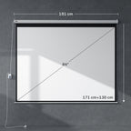 Ecrã de Projeção Elétrico 84 Polegadas Portátil Formato 4:3 com Controlo Remoto Tecido de Projeção para Interior e Exterior 171x130 cm Branco — foto 3
