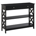 Consola de Entrada Mesa Hall com 2 Gavetas e 2 Prateleiras Inferiores Mobiliário Moderno Base Elevada Anti-Inclinação 100x30.5x80 cm Preto — foto 1