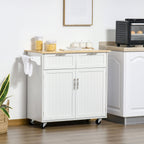 Carrinho de Cozinha com Rodas Móvel Auxiliar de Cozinha com 2 Gavetas 2 Portas Prateleira Ajustável e Suporte para Guardanapos para Sala de Jantar Sala de Estar 104x46x91 cm Branco — foto 2