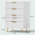 Cómoda com 4 Gavetas Cómoda de Dormitório Moderna com Desenho Ondulado Anti-Tombo Cómoda para Sala de Estar Corredor 60x40x90 cm Branco — foto 3