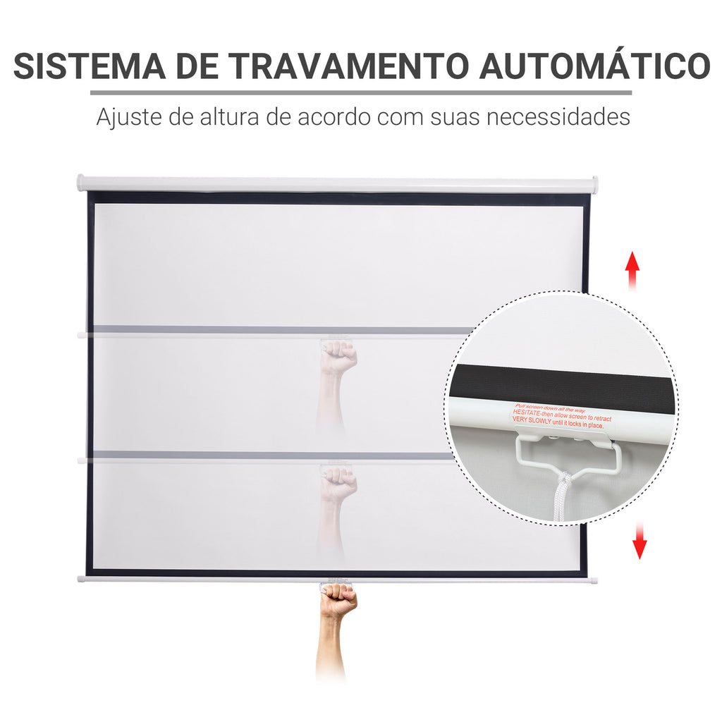 Ecrã de Projeção Manual 100 Polegadas, Ecrã Retrátil, Formatos 4:3/16:9, para Interior e Exterior, Cinema em Casa, Escritório, Pátio, 203x152 cm, Branco — foto 4