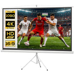 Ecrã de Projeção Manual com Suporte, 100 Polegadas, Portátil, Formato 16:9, Altura Ajustável para Interior e Exterior, Cinema em Casa, 221x124cm Branco — foto 1