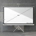 Ecrã de Projeção Manual com Suporte, 100 Polegadas, Portátil, Formato 16:9, Altura Ajustável para Interior e Exterior, Cinema em Casa, 221x124cm Branco — foto 3