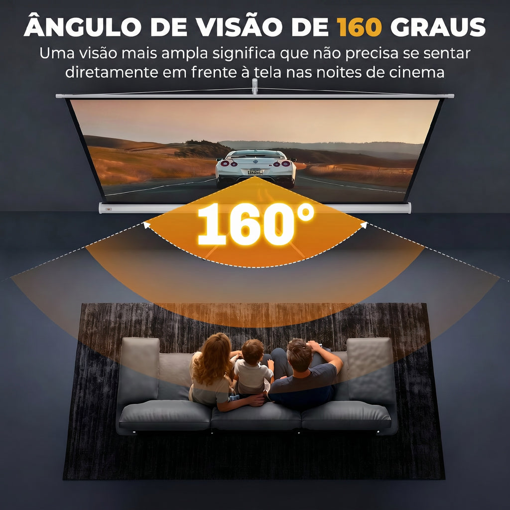 Ecrã de Projeção Manual com Suporte, 100 Polegadas, Portátil, Formato 16:9, Altura Ajustável para Interior e Exterior, Cinema em Casa, 221x124cm Branco — foto 4