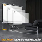 Ecrã de Projeção Manual com Suporte, 100 Polegadas, Portátil, Formato 16:9, Altura Ajustável para Interior e Exterior, Cinema em Casa, 221x124cm Branco — foto 7