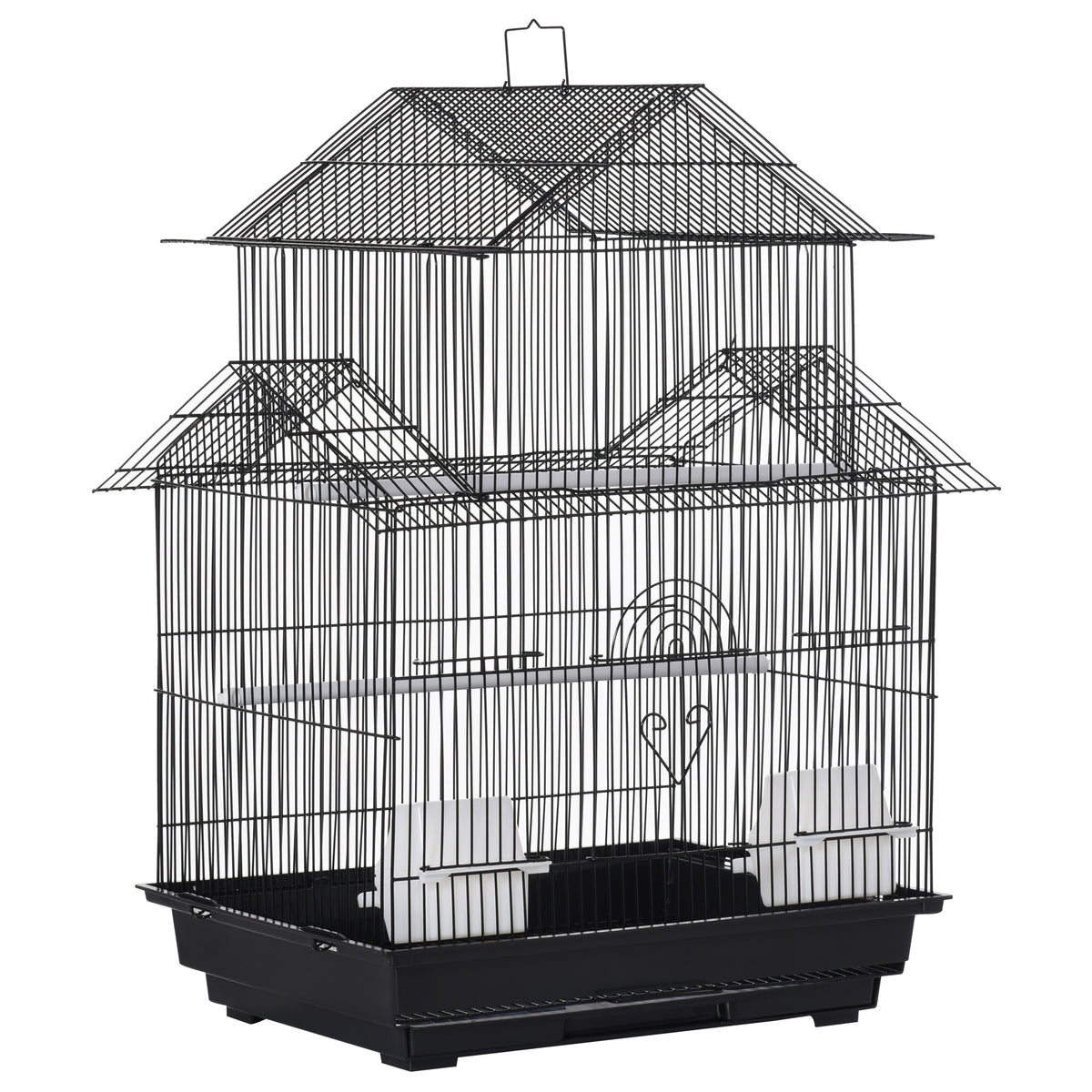Gaiola de metal com bandeja removível para periquitos tentilhões canários 51x40x67 cm preto — foto 1