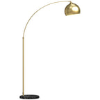 Candeeiro de Pé em Forma de Arco com Altura e Comprimento Ajustáveis Candeeiro de Leitura para Lâmpadas E27 Potência Máxima 40W com Interruptor de Pé 110-115x30x170-180 cm Dourado e Preto — foto 1