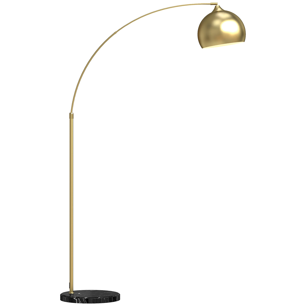 Candeeiro de Pé em Forma de Arco com Altura e Comprimento Ajustáveis Candeeiro de Leitura para Lâmpadas E27 Potência Máxima 40W com Interruptor de Pé 110-115x30x170-180 cm Dourado e Preto — foto 1