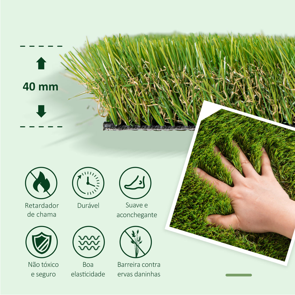 Relva Artificial 40 mm Rolo de Relva Artificial de 1x4 m Realista com Orifícios de Drenagem para Varanda Jardim Pátio Verde — foto 4