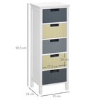 Cómoda de Madeira com 5 Gavetas Cómoda Auxiliar de Armazenamento com Pés Elevados Estilo Moderno para Dormitório Sala de Estar Casa de Banho 35x28x90,5cm Multicor — foto 3