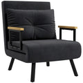 Poltrona Convertível em Cama Dobrável Poltrona 3 em 1 Convertível em Cama com Encosto Ajustável em 5 Níveis e Almofada Acolchoada para Escritório Sala de Estar Carga 120 kg 63x73x81 cm Preto — foto 1