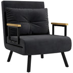 Poltrona Convertível em Cama Dobrável Poltrona 3 em 1 Convertível em Cama com Encosto Ajustável em 5 Níveis e Almofada Acolchoada para Escritório Sala de Estar Carga 120 kg 63x73x81 cm Preto — foto 1