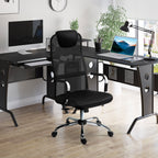 Cadeira de escritório ergonômica basculante e giratória com altura de assento ajustável com encosto de cabeça e malha de encosto alto 65,5x62,5x117-127 cm Preto — foto 2