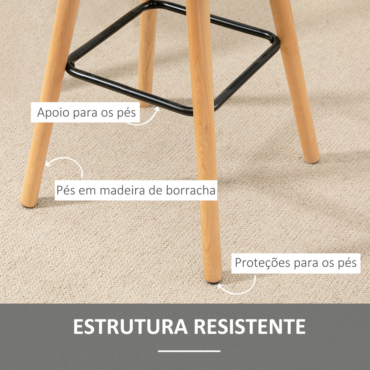 Conjunto de 2 Bancos de Bar Bancos Altos de Cozinha com Encosto Apoio para Pés Estilo Moderno Cadeiras Altas para Sala de Jantar 41,5x47x97,5 cm Cinzento — foto 6
