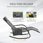 Espreguiçadeira Baloiço de Exterior com Braços Apoio de Cabeça Acolchoado e Bolso Lateral Carga 120 kg para Jardim Terraço Pátio 150x62x88 cm Preto — foto 6