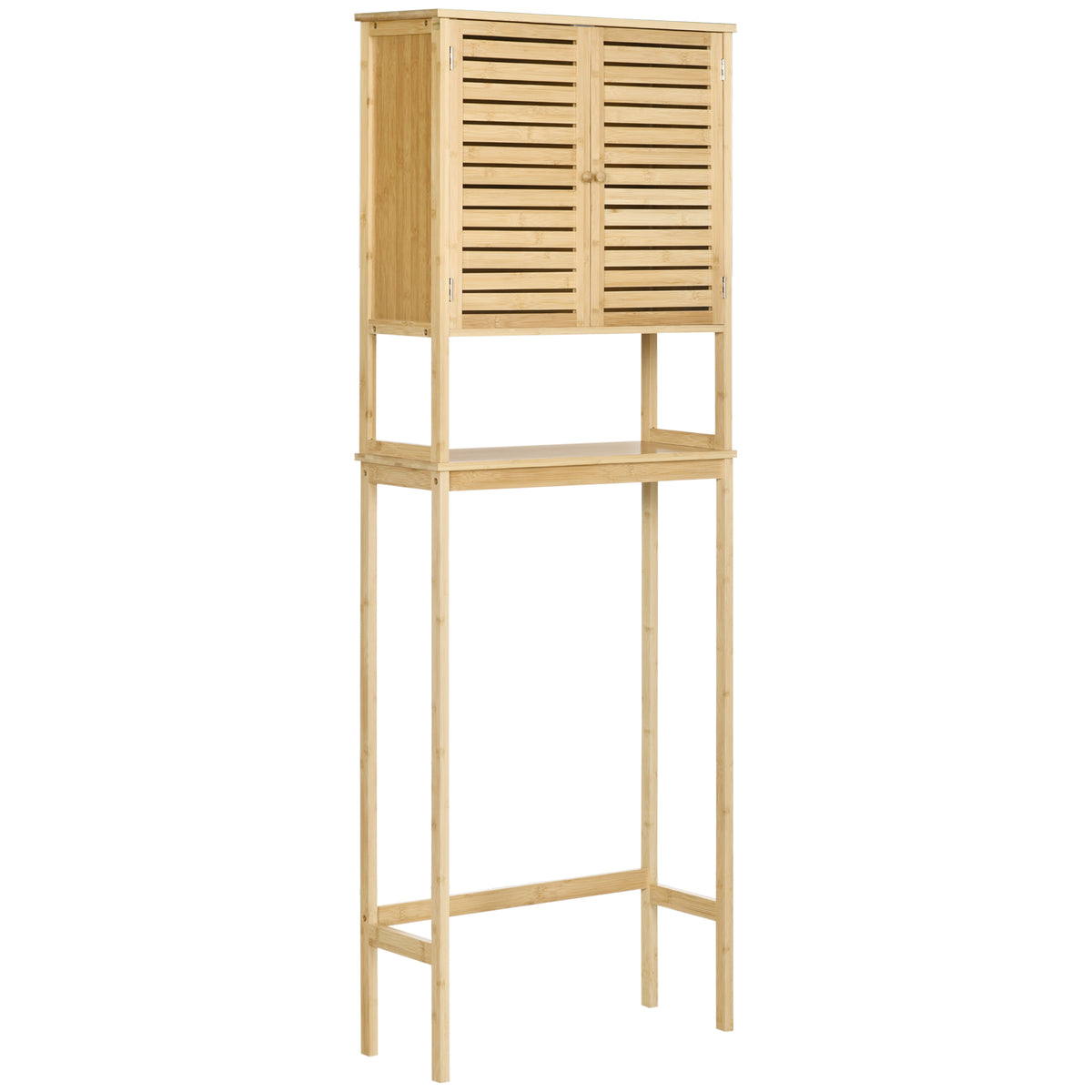 kleanklin Móvel de Bambú sobre Sanita Armário Alto para Casa de Banho com 2 Portas 1 Prateleira Interior e 1 Prateleira de Armazenamento 60x23x173cm Natural — foto 1