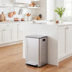 Balde de Lixo de Cozinha com 2 Compartimentos 2x30L Cubo de Lixo de Aço Inoxidável com Pedal Fechamento Suave e Cubo Amovível para Escritório Cozinha Prata — foto 2