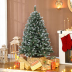Árvore de Natal Artificial 150 cm Árvore de Natal com 581 Ramos com Efeito Neve 44 Pinhas e Suporte Metálico Dobrável Montagem Fácil para Sala Interior Verde — foto 2