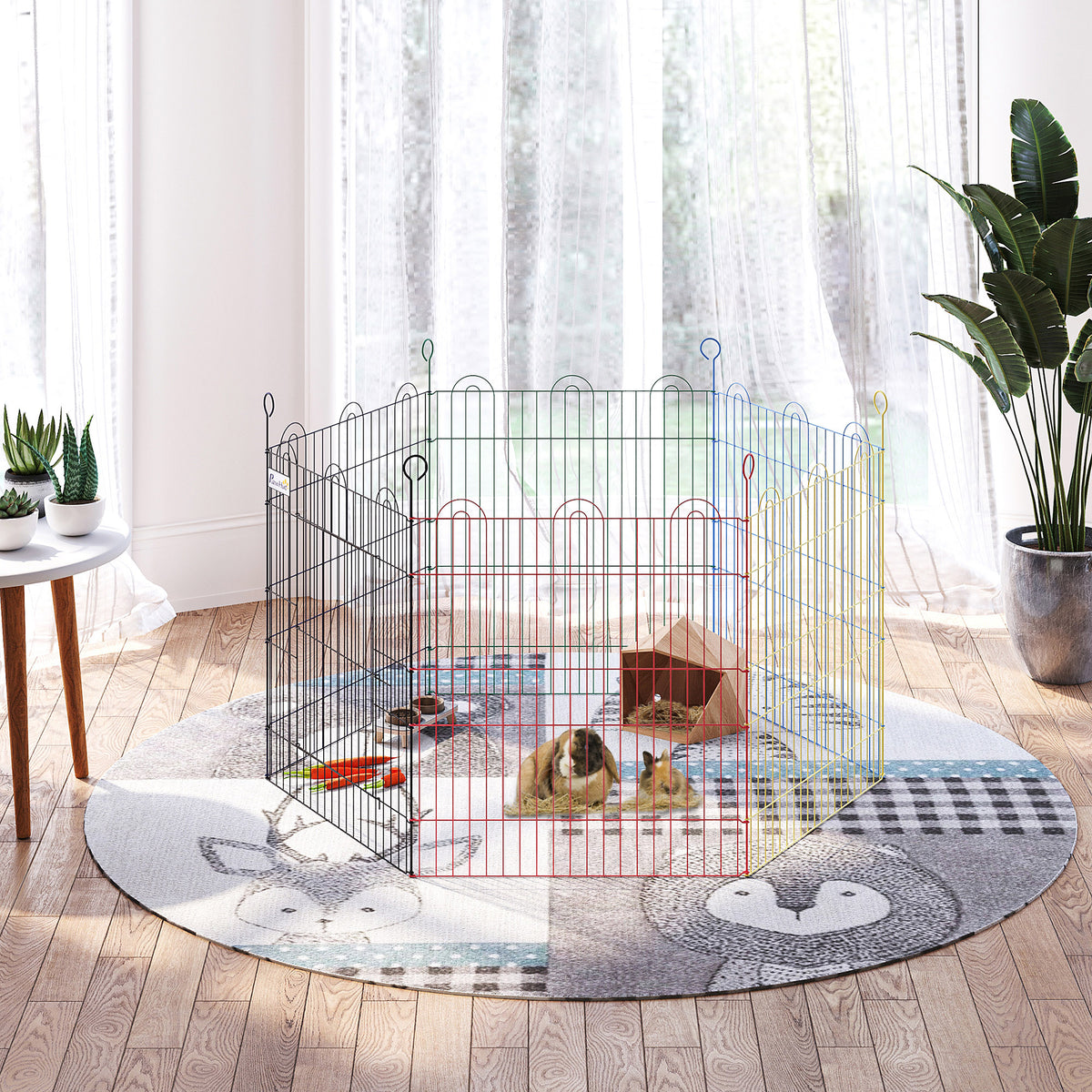 Parque para Animais de Estimação Dobrável para Cães com 6 Painéis para Jardim Interior e Pátio Exterior Ø120x60 cm Multicor — foto 2
