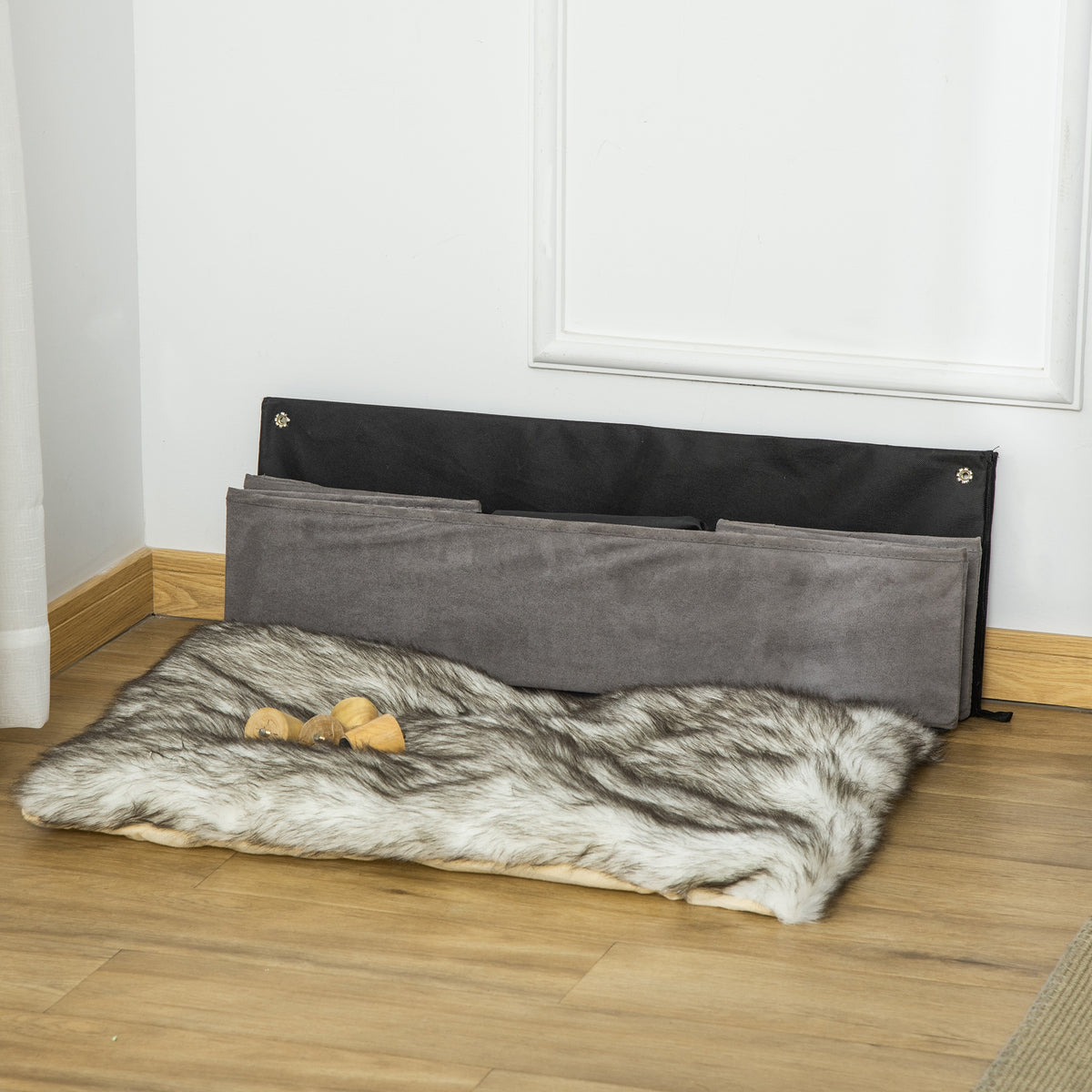 Sofá para Cães Gatos Cama para Animais de Estimação Pequenos e Médios com Almofada Removível Lavável e Pés Elevados de Madeira 81x56x23,5cm Cinza — foto 8
