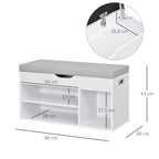Sapateira com Assento Acolchoado para Entradas e Salões com 1 Gaveta e Prateleira de MDF 80x30x43cm Carga Máxima 120 kg Branco — foto 3