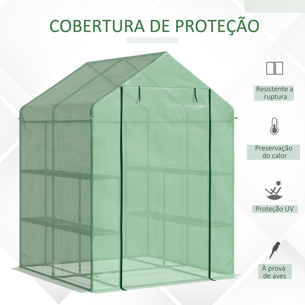 Estufa de Jardim Estufa para Plantas com Prateleiras 143x138x190cm Estrutura de Aço Jardinagem Verde — foto 4