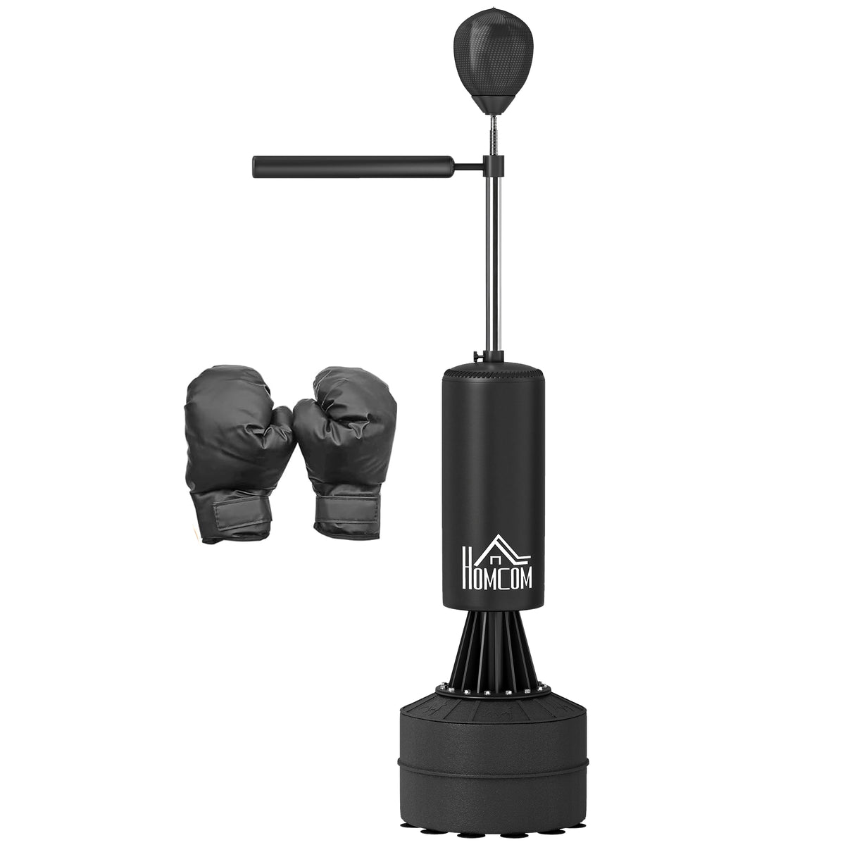 Punching Ball de Boxe com Altura Ajustável com Barra Giratória 360° e Base Preenchida Punching Ball para Boxe 88x48x155-205 cm Preto — foto 1