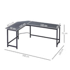 Secretária de Canto Mesa de Computador em Forma de L com Estrutura de Aço 168x120x75cm Preto — foto 3