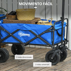 Carrinho de Transporte com Bolsa Térmica Removível Carrinho Dobrável com Alça Ajustável e Bolsa de Transporte Capacidade 100 kg para Campismo Praia 113x57x77-100 cm Azul — foto 7