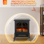 Lareira Elétrica de Pé Lareira Decorativa 900/1800W com Efeito Chama 3D 2 Níveis de Potência Termóstato Ajustável Janelas Visíveis para 15-30 ㎡ 39x24x48 cm Preto — foto 7