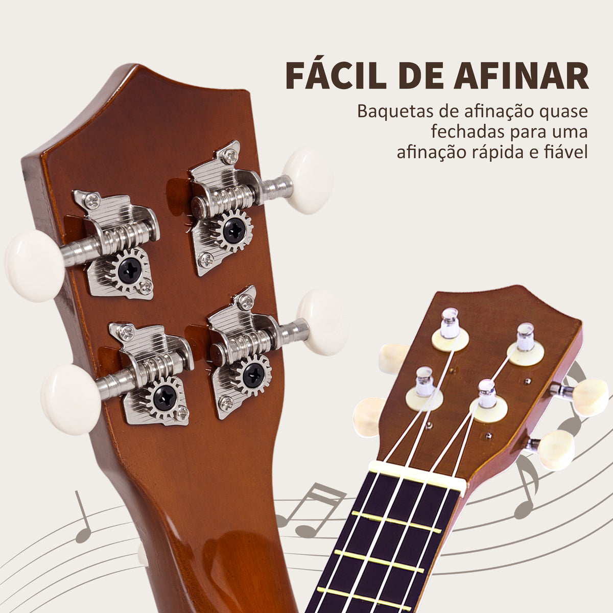 Ukelele 21 Polegadas Ukelele Soprano para Principiantes Ukelele apto para Concerto com Cordas de Nylon Material Madeira 53x17,5x6,2 cm Marrom — foto 7
