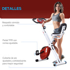 Bicicleta ergométrica profissional Formato X dobrável vertical com 8 níveis Banco de resistência magnética com altura ajustável Aço 43x97x109 cm Vermelho — foto 8