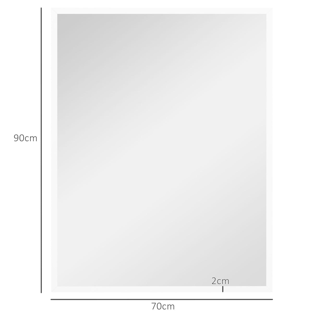 Espelho de Parede Decorativo 70x90 cm Espelho Retangular Espelho de Casa de Banho com 4 Ganchos Metálicos Estilo Moderno para Sala Quarto Entrada Branco — foto 3