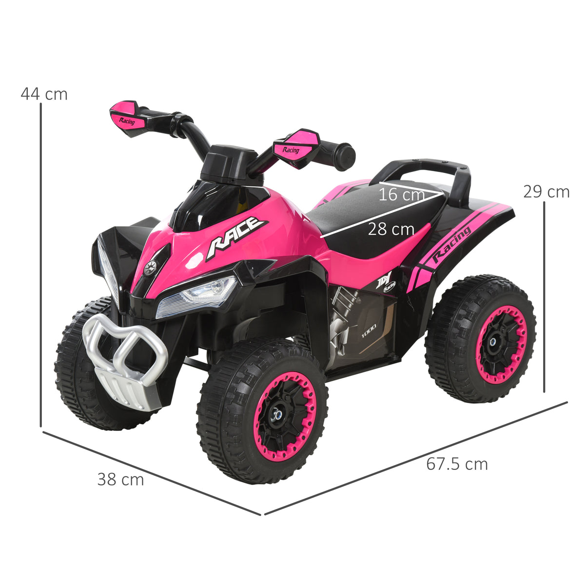 Quadriciclo para Crianças acima de 18 Meses Carro Andador Infantil com Função de Luzes e Música Desenho Inovador Carga 20kg 67,5x38x44 cm Rosa — foto 3