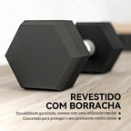Conjunto de Halteres 12 kg com Barra Metálica e Cabeça Hexagonal Conjunto Pesos para Treino em Casa Ginásio 28,8x11,5 cm Preto e Prata — foto 4