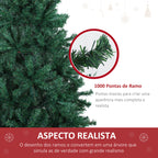 Árvore de Natal Artificial 180cm com 1000 Ramos de PVC Suporte Metálico Decoração de Natal para Interiores Ø102x180cm Verde — foto 4