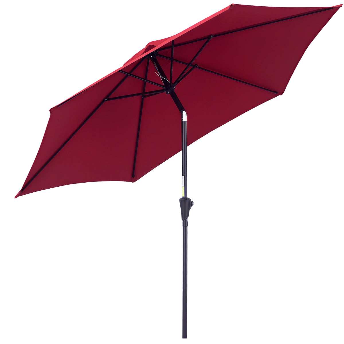 Chapéu de Sol de Jardim Ø270x235cm Chapéu de Sol de Alumínio Reclinável com Manivela e 6 Hastes para Terraço Exterior Balcão Vermelho Escuro — foto 1