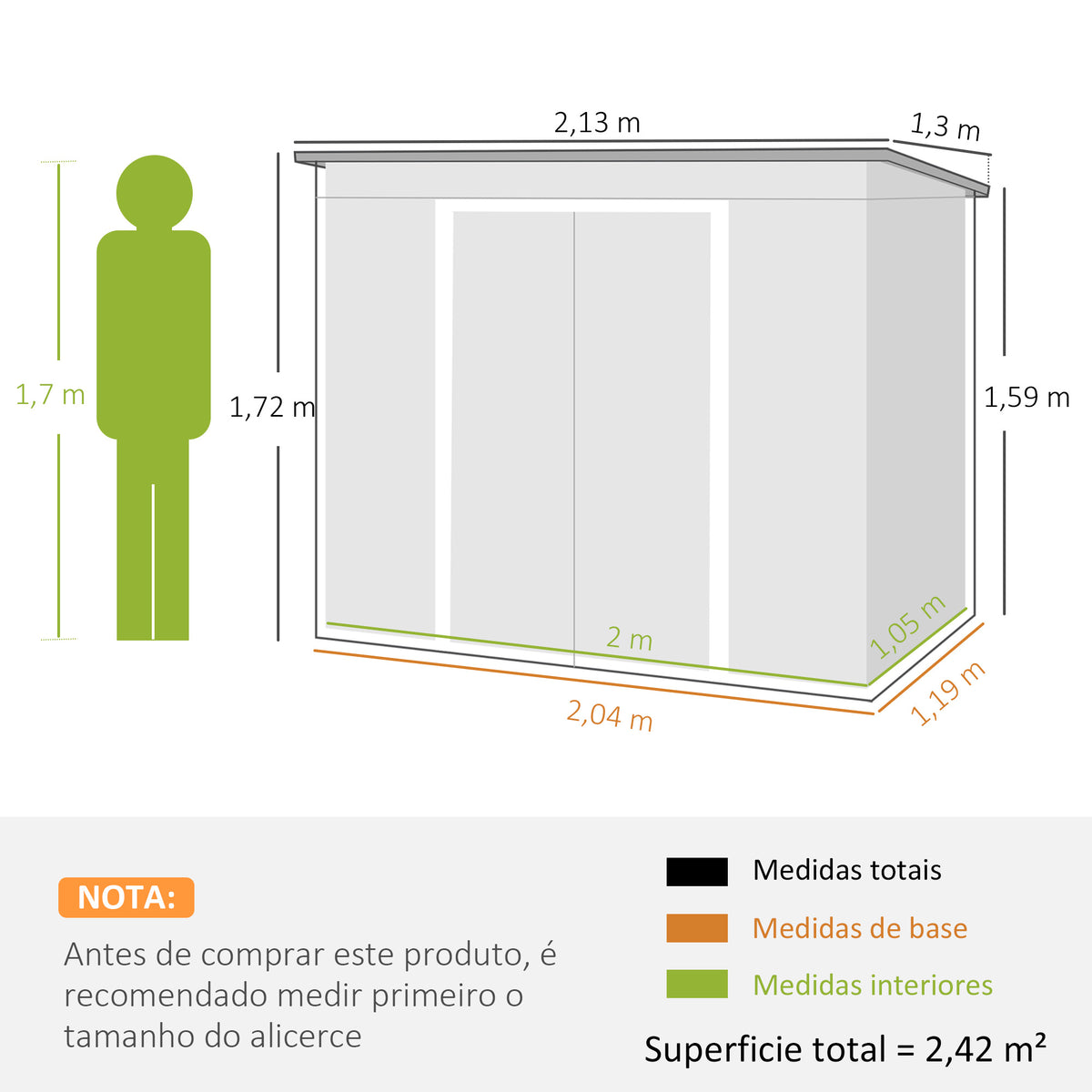 Abrigo de Jardim 213x130x172 cm Abrigo de Exterior de Aço Galvanizado com Porta Corredeira e Ventilações para Armazenamento de Ferramentas Cinza Claro — foto 3
