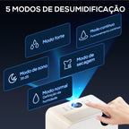 Desumidificador 12L/dia Depósito 2,1L Silencioso Desumidificador Elétrico com 4 Modos Ecrã LED Temporizador Desligamento Automático Bloqueio Infantil e Drenagem Contínua até 12-25㎡ Branco — foto 6