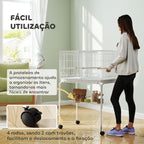 Gaiola para Pássaros com Divisória Gaiola com Rodas para Aves Papagaios Canários Gaiola para Aves com Comedouros Poleiros e Bandeja Removível, 76x46x116 cm Branco — foto 8