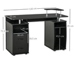 Secretária para computador Mesa para PC com prateleiras múltiplas Bandeja de teclado Suporte para CPU e 2 gavetas 120x55x85 cm Preto — foto 3