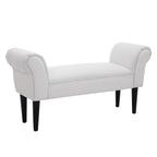 Banco de Pé de Cama Banco com Braços Curvados Estofado e Pés de Madeira para Dormitório Entrada Sala de Estar Carga Máxima 130kg 102x31x51cm Branco — foto 1
