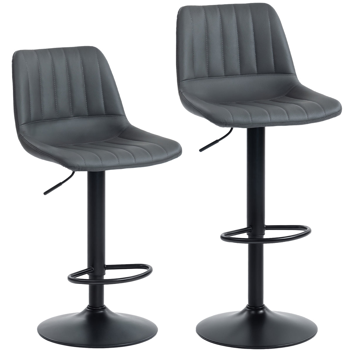 Banquetas de bar conjunto de 2 em design retrô, com apoio para os pés, altura ajustável, 43 cm x49,5 cm x 111 cm — foto 1